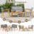 8 Pieces Outdoor Furniture Set, Acacia Wood Frame Sofa Set With Seat