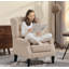 Chaise longue capitonnée à boutons, beige