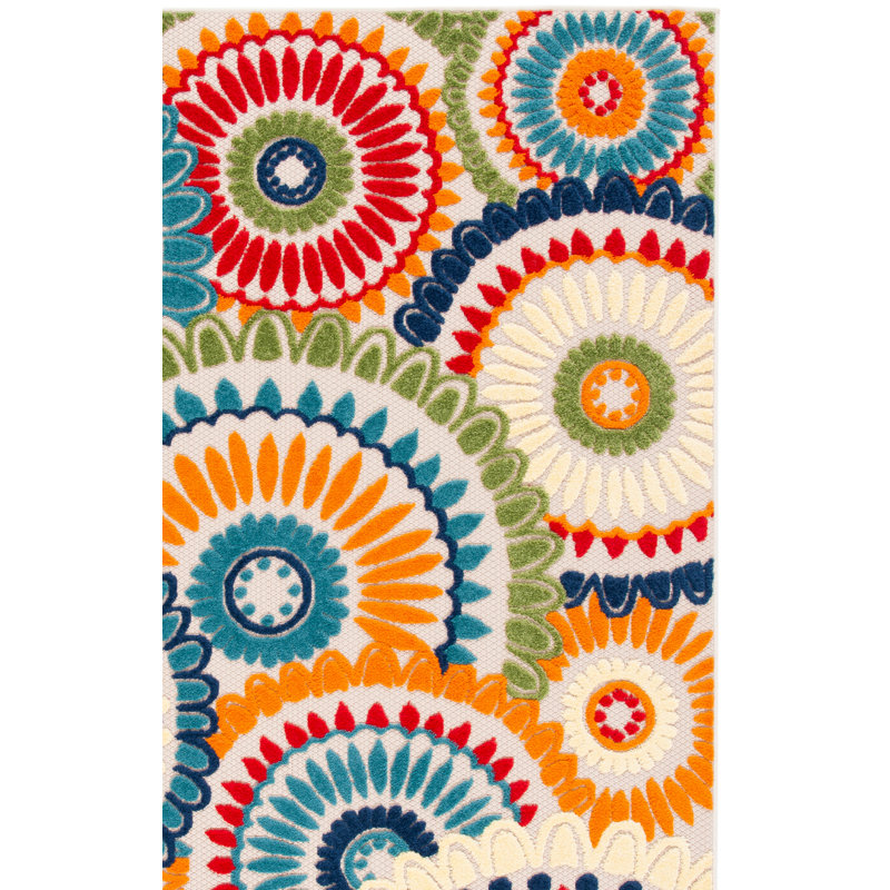 Tapis d'intérieur / extérieur à motif géométrique Dellie Performance, Rectangle de 11 pi x 15 pi