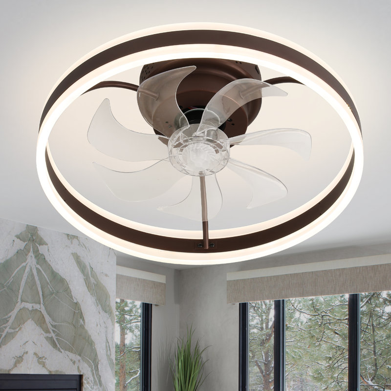 Ventilateur de plafond encastré moderne 20 "avec éclairage à DEL à intensité variable et commande par APP Ventilateur de moteur à courant continu réversible LowProfile pour chambre à coucher Ikeoluwa