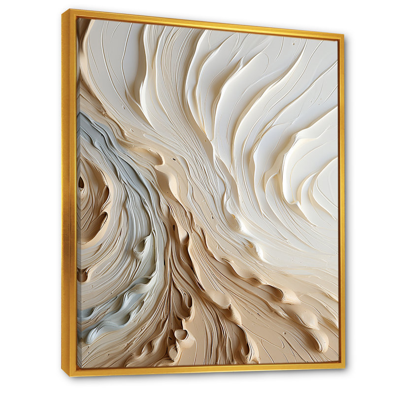 Reproduction d'art sur toile, blanc et or champagne III, Cadre flottant doré, H 40 po x l 30 po x P 1,5 po