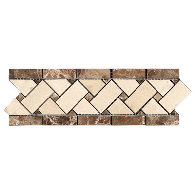 Dark Emperador 4" x 12" Polished Marble Specialty Trim in Crema Marfil