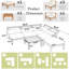 Ensemble de conversation de patio en bois 6 pièces avec coussin beige