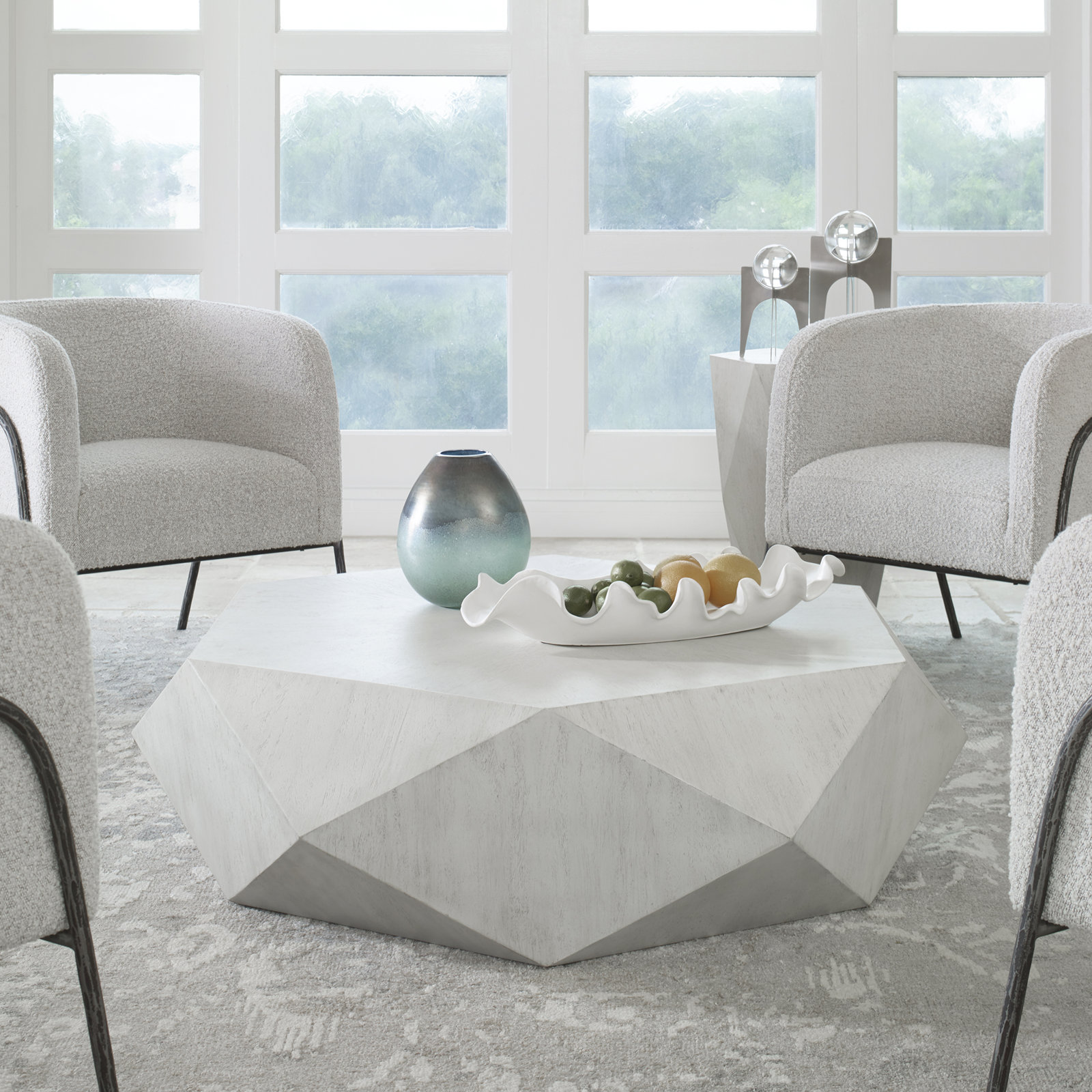 Kane Single Coffee Table, 14" H x 50" L x 50" W, White