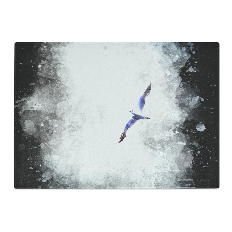 Tempered Glass Flying Seagull Abstract Chopping Board, 20 cm x 28.5 cm