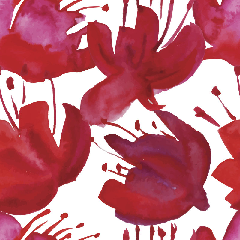 Burbury Watercolour Poppies - Wrapped Canvas Print, 30cm H x 30cm W x 3.8cm D