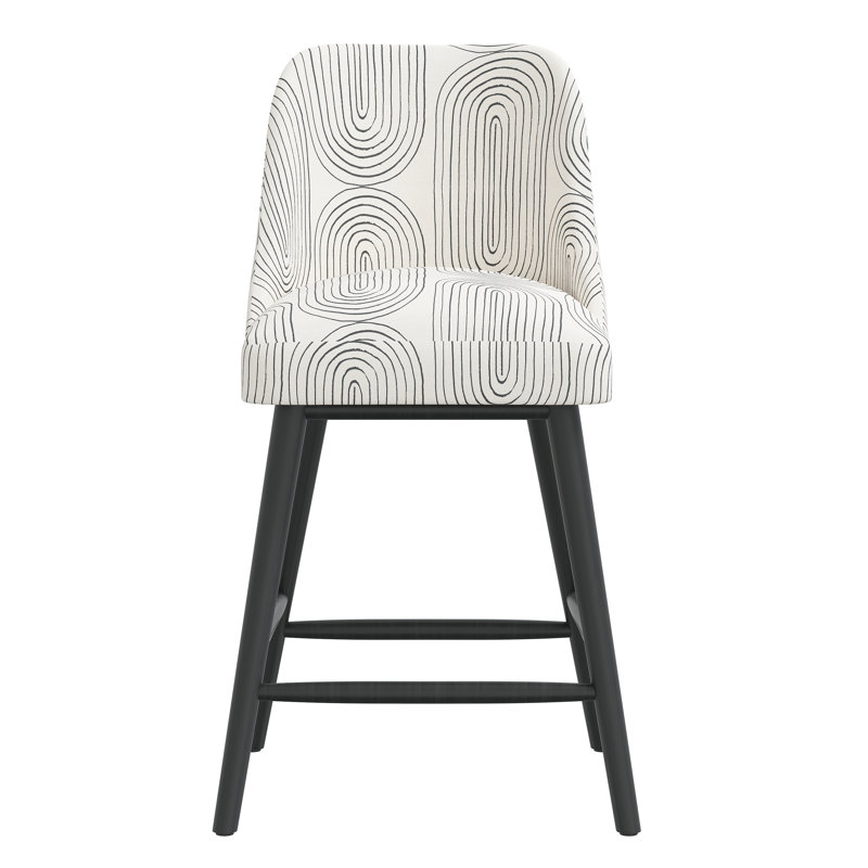 Tabouret de bar et de comptoir Gallie, Tabouret de comptoir (hauteur de siège de 27 po), Bois noir, Ardoise oblongue