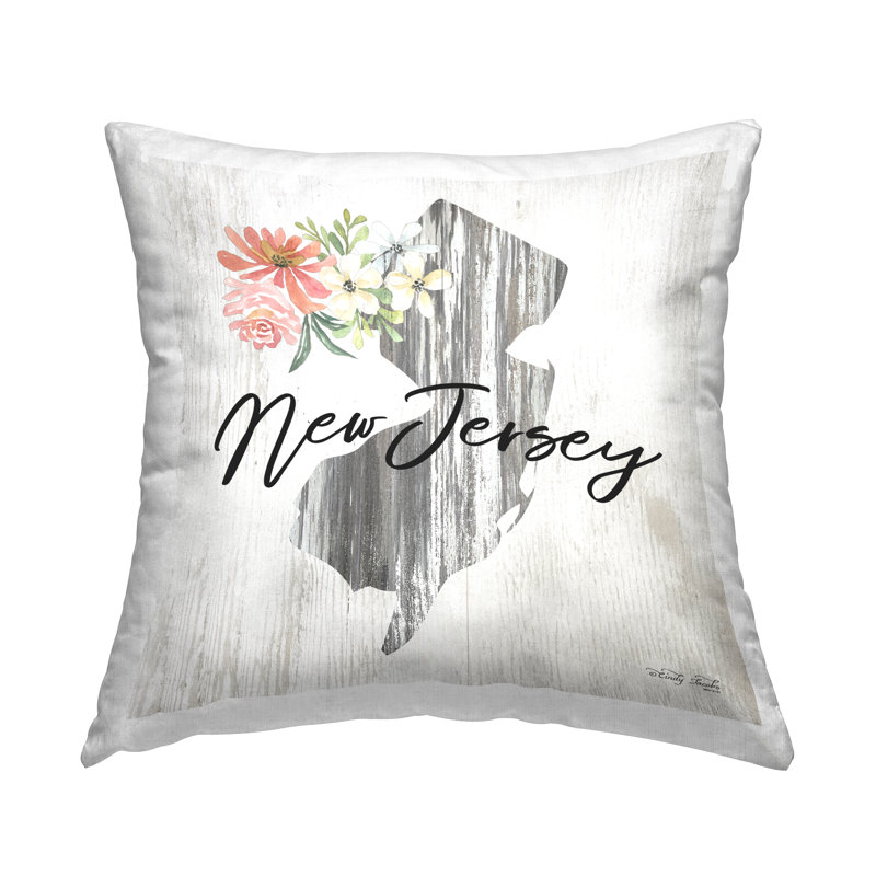 Coussin décoratif floral New Jersey State imprimé par Cindy Jacobs