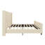 King Size Cream Corduroy Upholstered Bed Frame - 50.7" Wingback Headboard, Vertical Stripe & No Box Spring Needed