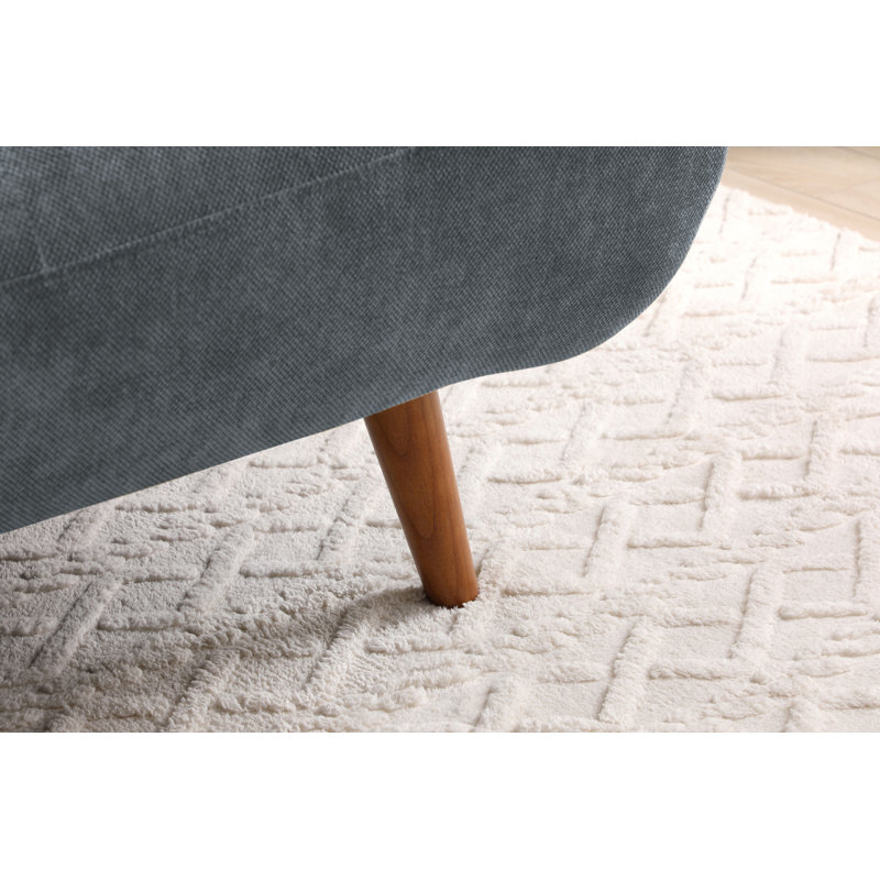 Akil  3 Seater Chenille Sofa Bed, Navy, Medium Brown Legs
