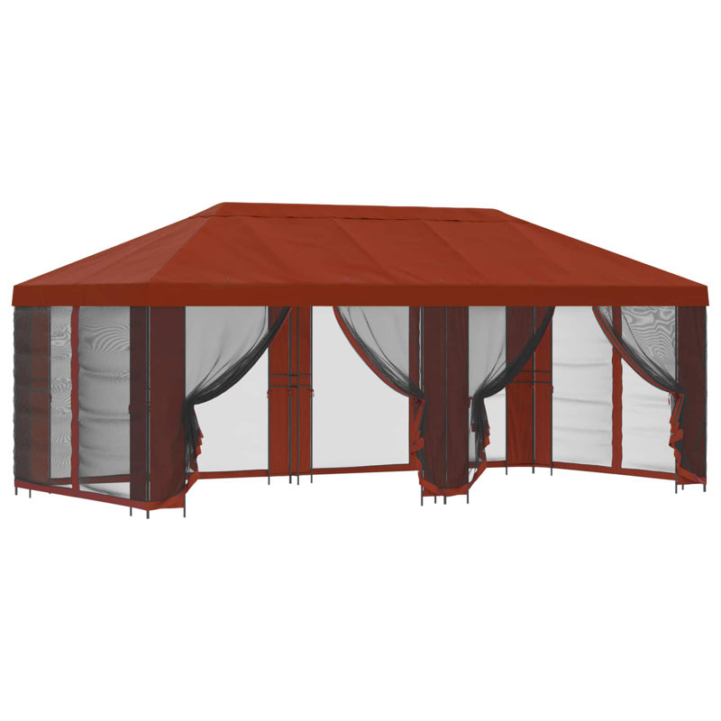 Vidaxl Gazebo Polyester And Steel, 276.5cm H x 600cm W x 300cm D, Terracotta