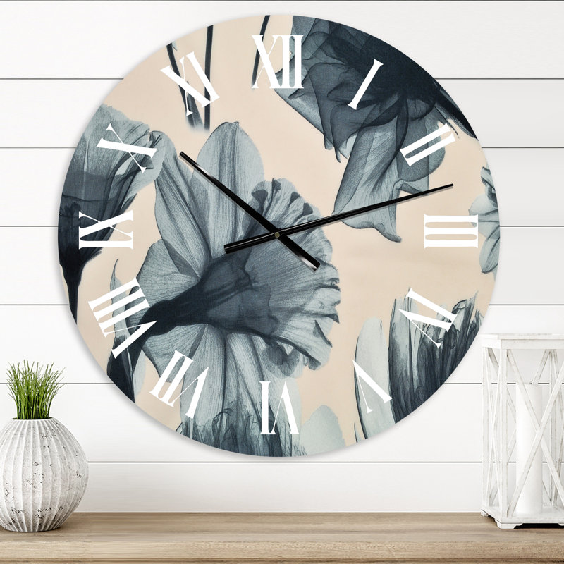 Tissu tacheté fleurs rétro - horloge murale maison de campagne, Petit