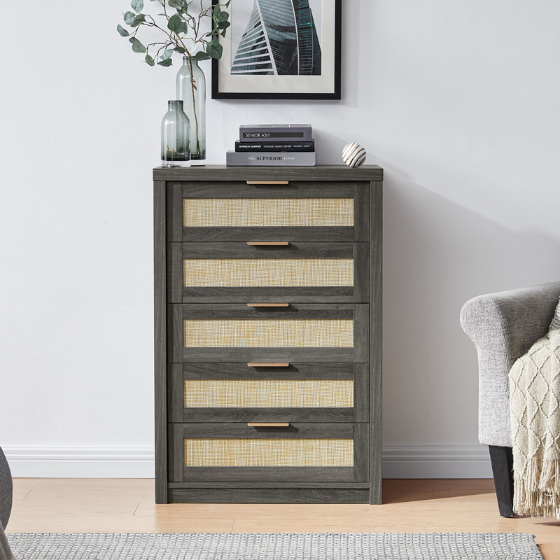 Dearbhaile 26.4" W 5 - Drawer Dresser, Midnight Oak