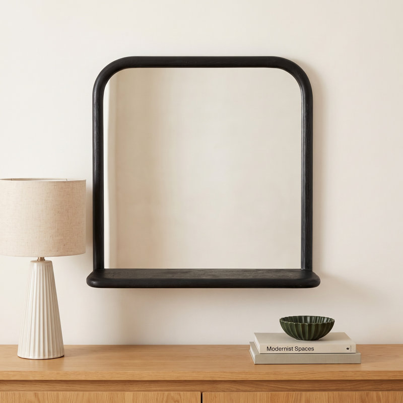 Charlemont Solid Wood Accent Wall Mirror, Black