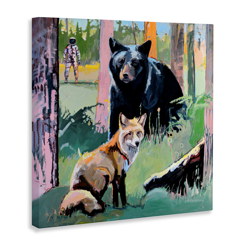 Animaux de la forêt dans un espace lointain, design par Adam Swanson, H 17 po x l 17 po