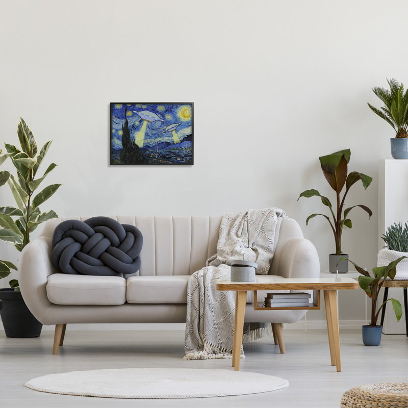 OVNI exotiques classiques par Lil 'Rue, H 20 po x l 16 po x P 1,5 po, Giclée encadrée noir minuit