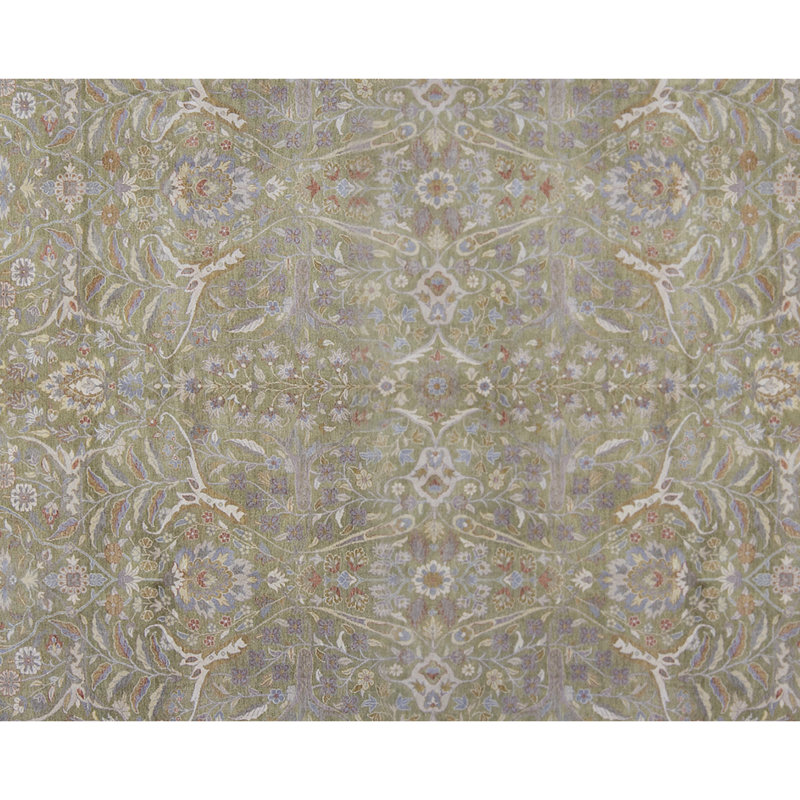 Tapis vert noué à la main de haute qualité