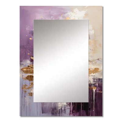 Purple and gold mountain landscape III - Landscapes Decorative Mirror, Purple Wall Mirror, Printed Metal Art