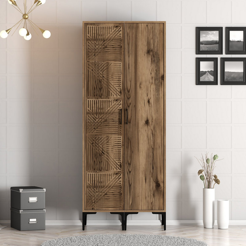 Berend 2 Door Manufactured Wood Wardrobe, Walnut