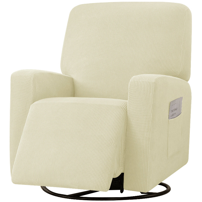 Housse pour fauteuil inclinable à coussins carrés/rectangulaires, Mélange de polyester blanc ivoire