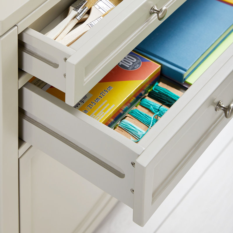 Gray Wooden Kids' Artwork Storage Cabinet with Drawers