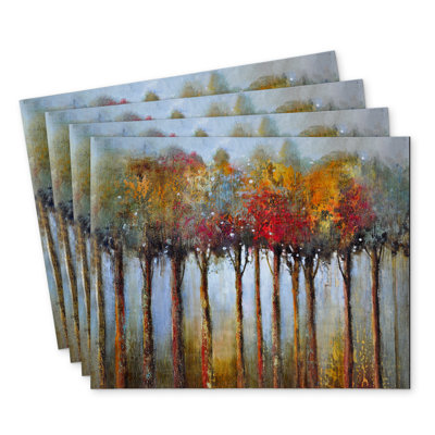 Colorful Leaves Trees Polyester Masvingo Set of 4 - Home Decor