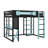 Full-Size Wooden Loft Bed With Desk, Shelves, Power Outlet & USB/Type-C Ports, Plus LED Lighting-735421763