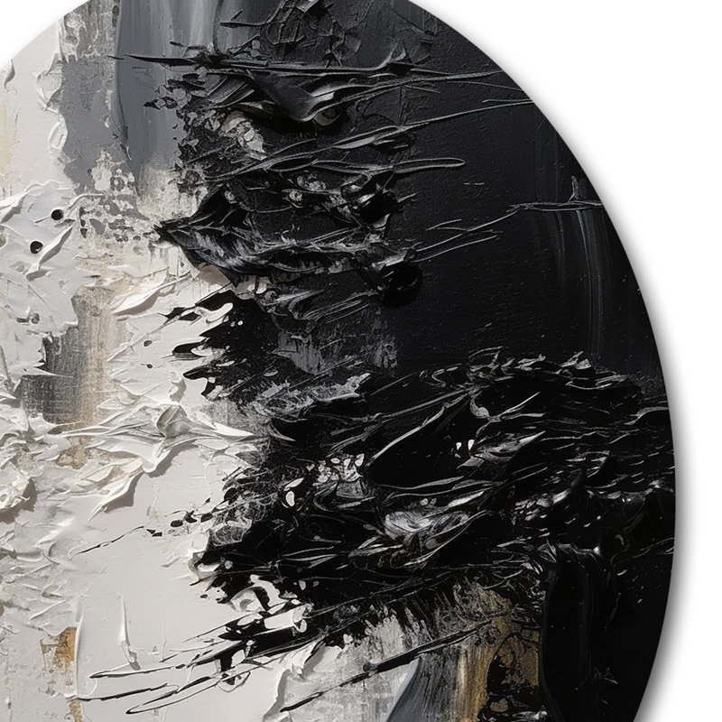 Art mural rond en métal blanc et noir Tranquility Unleashed II, H 16 po x l 16 po x P 1 po