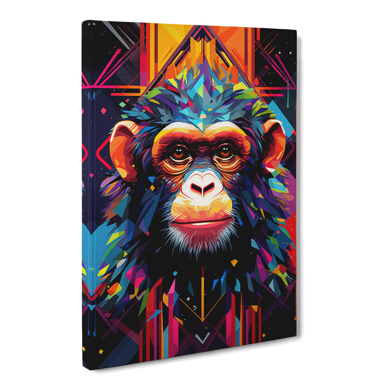 Monkey Geometric Art - Wrapped Canvas, 76cm H x 50cm W x 3cm D