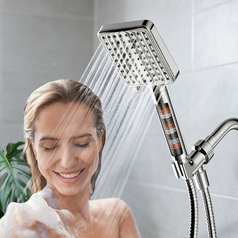 6 Modes High Pressure Handheld Showerhead With Filters, Filtered Shower Head With Handheld,, Chrome