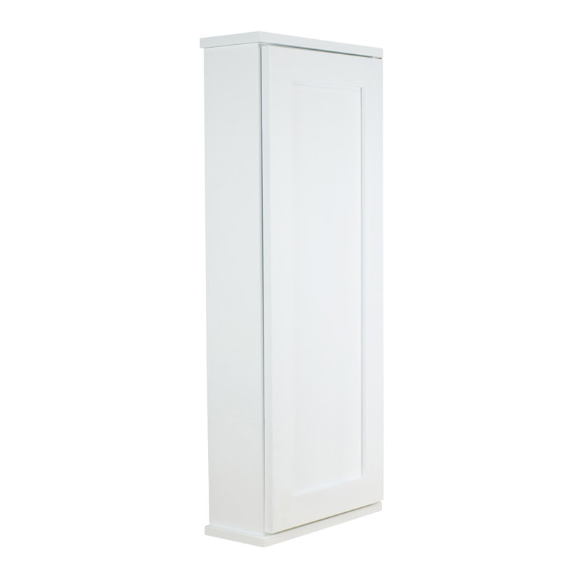 Solid Wood Bathroom Cabinet, White Enamel, 15"W x 31.5" H x 2.5" D
