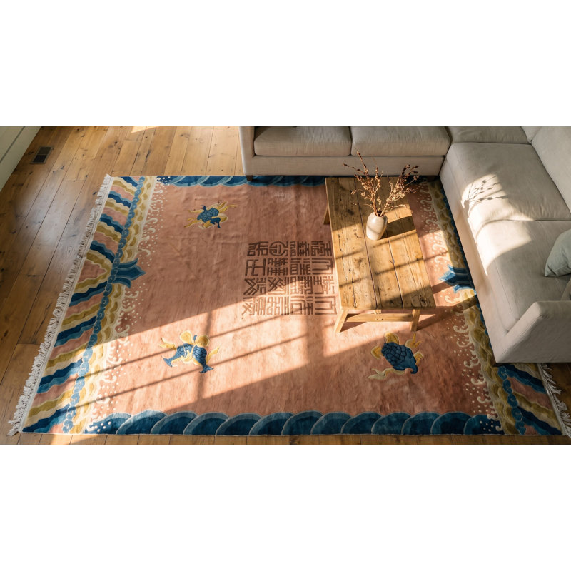 Antique Chinese - Ningxia Coral 1930s Rug