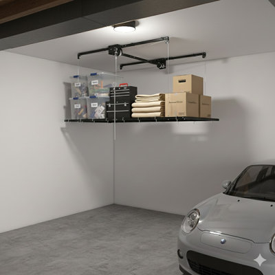 Support de rangement de garage robuste de 4 pi x 8 pi - Organisateur entièrement en acier d'une capacité de 325 lb avec verrou de sécurité (pour plafonds hauts de 10 à 12 pi)