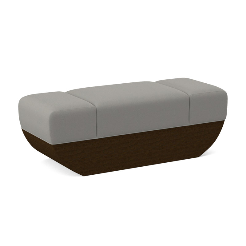 Ark Upholstered Dining Bench, Fizz Ivory 100% Polyester, American Walnut