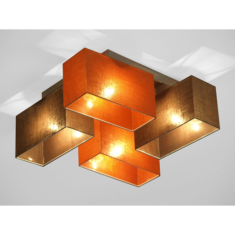 Seaton Semi Flush Mount, Dark brown, Brown/Clear orange
