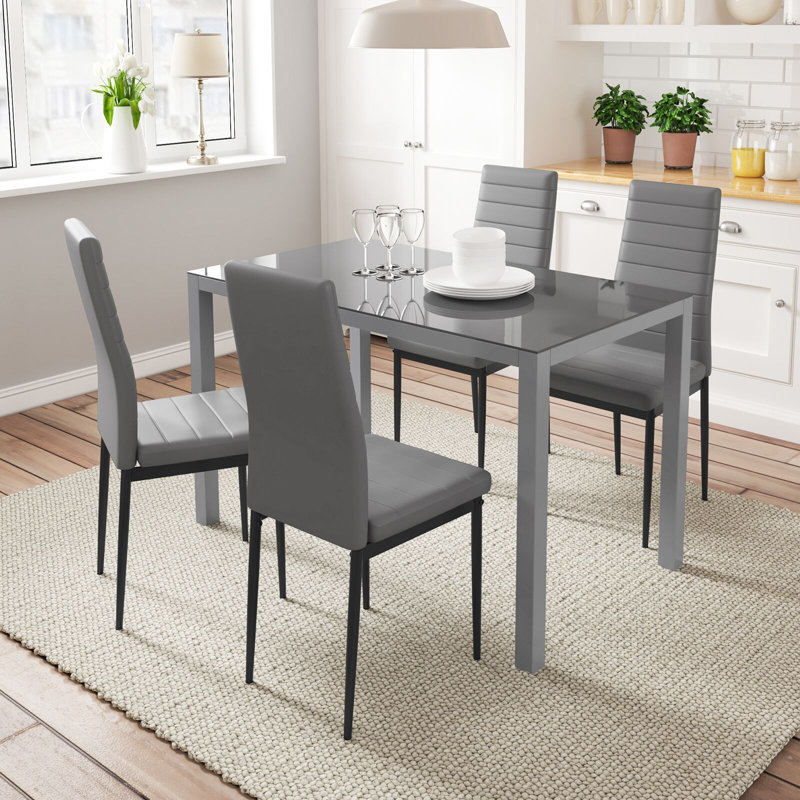 Onorato 4 - Person Dining Set, Black