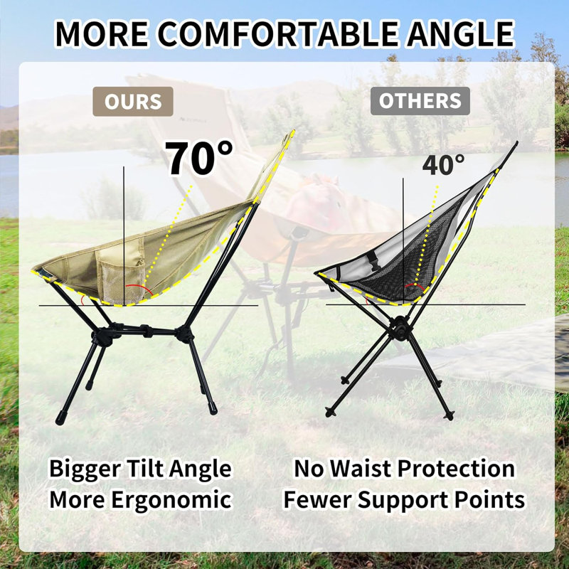 Folding High Back Camping Chair, Beige