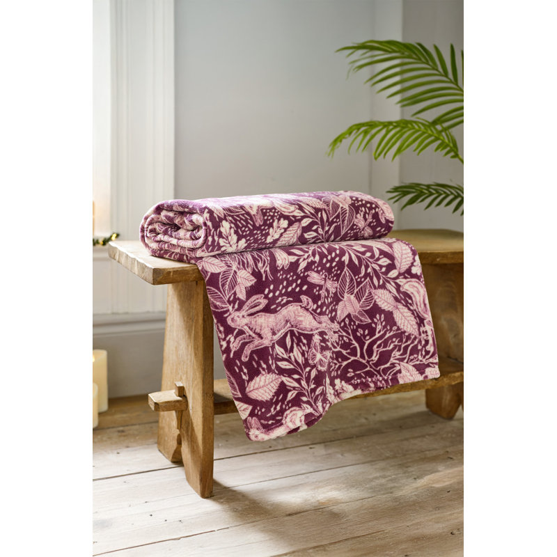 Deyongs 1846 Winter Forest Check Fleece Throw, Pink