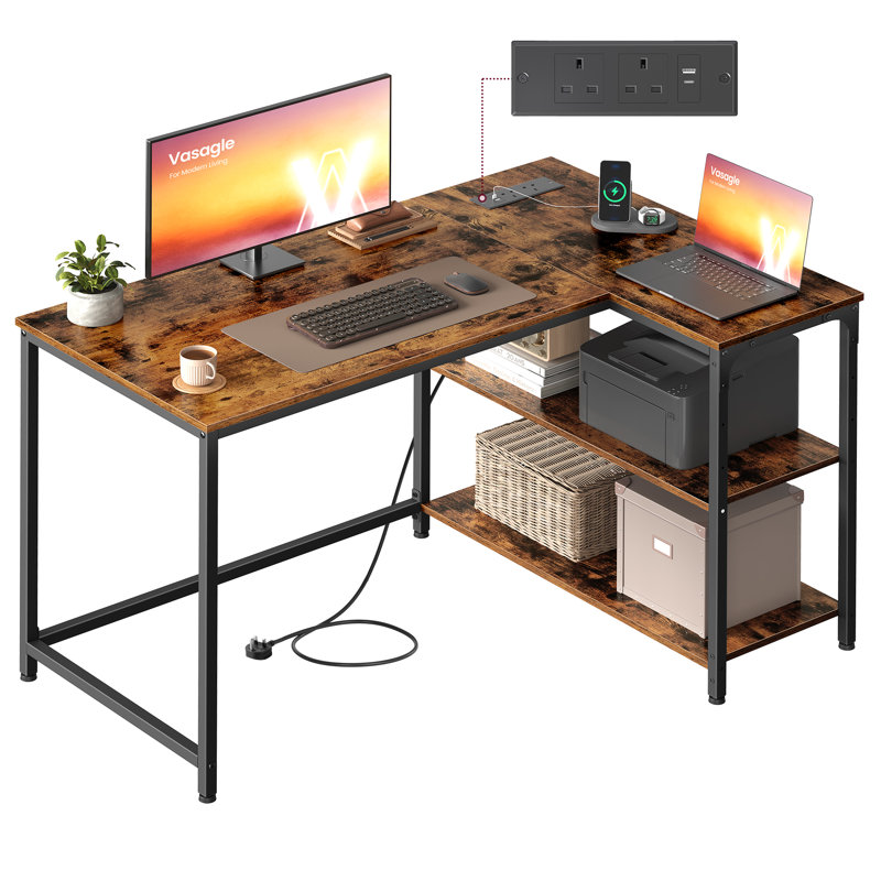Steel Computer Desk, Brown