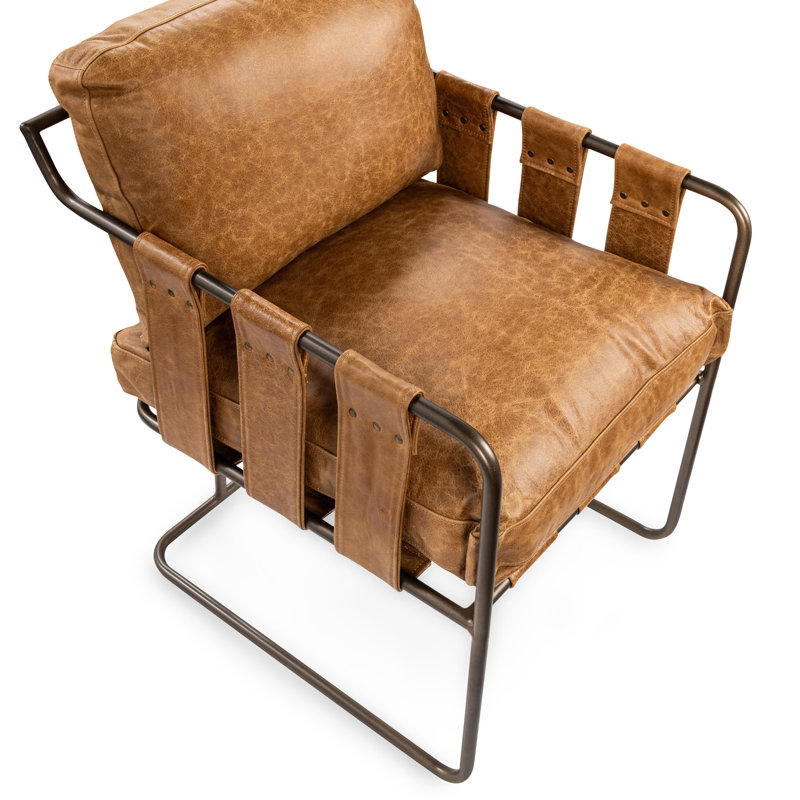 Strapling Leather Dining Chair, Chestnut