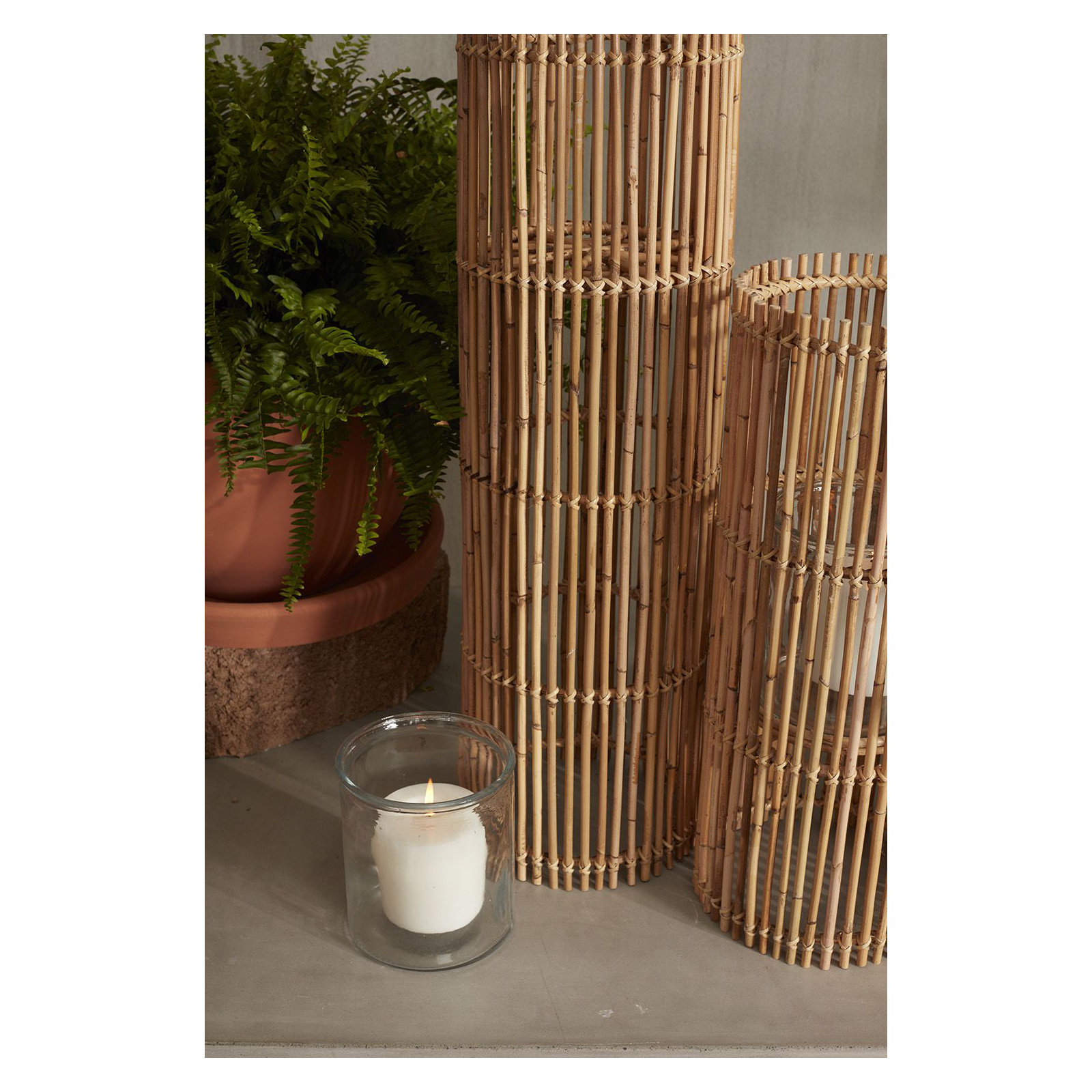 Geof Wood Tabletop Lantern, 31.5" H x 9.5" W x 9.5" D