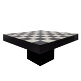 Jeu d'échecs moderne en résine 32 x 32 po, noir, blanc - 32,0 po x 32,0 po x 16,0 po