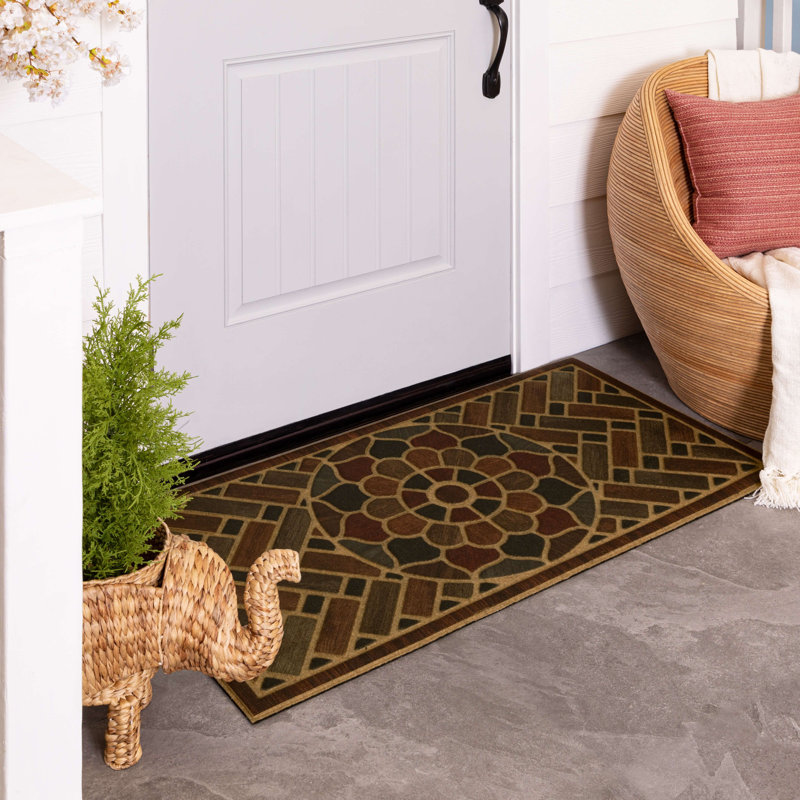 Tapis de porte rectangulaire en caoutchouc recyclé L 48 po Kesha , Écorce