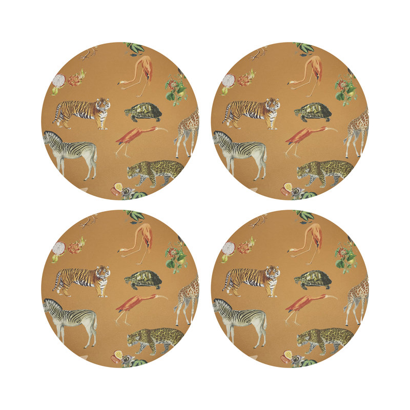 Exotix Pebble 4 Piece Vinyl Placemat Set, Tangerine