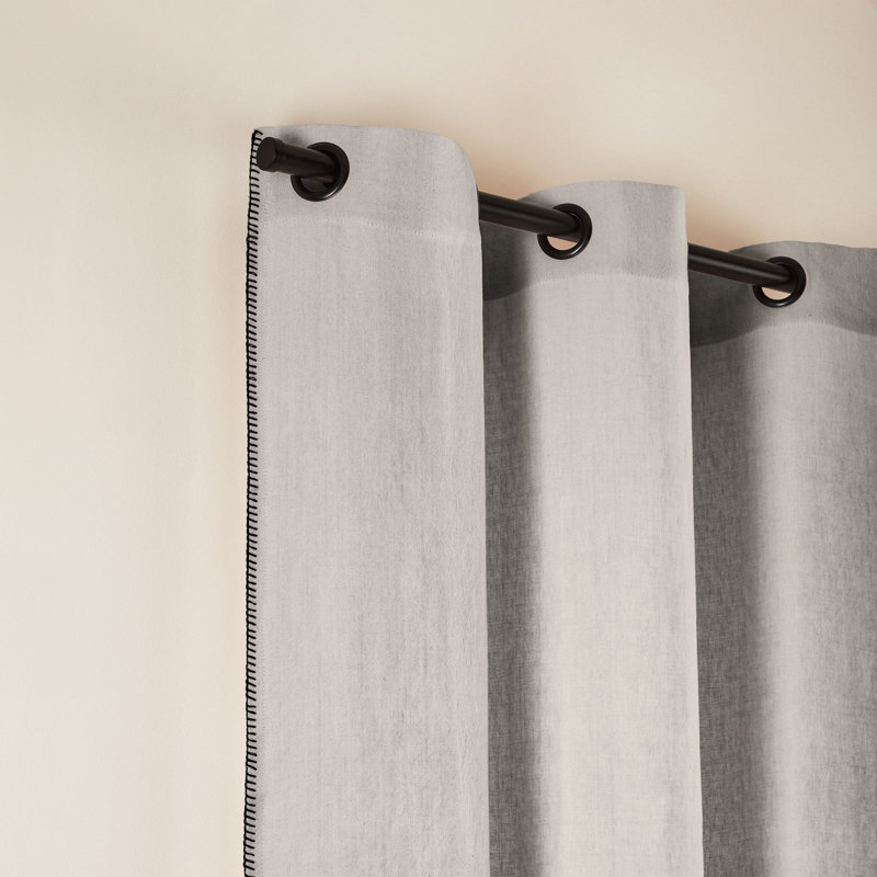 Nino Linen Curtain Single Panel, 135 x 350cm, Grey