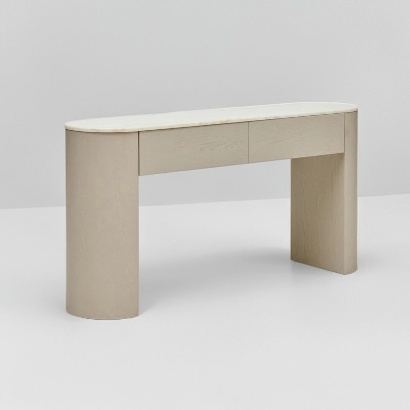 Console Modern Minimalist, H 33,5 po x l 53,1 po x P 13,8 po, Blanc / blanc délavé, Blanchir