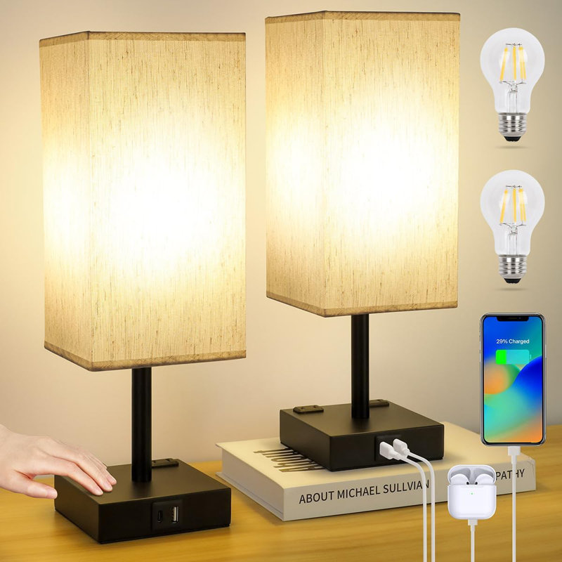 Touch Table Lamps Set Of 2, Silver, White
