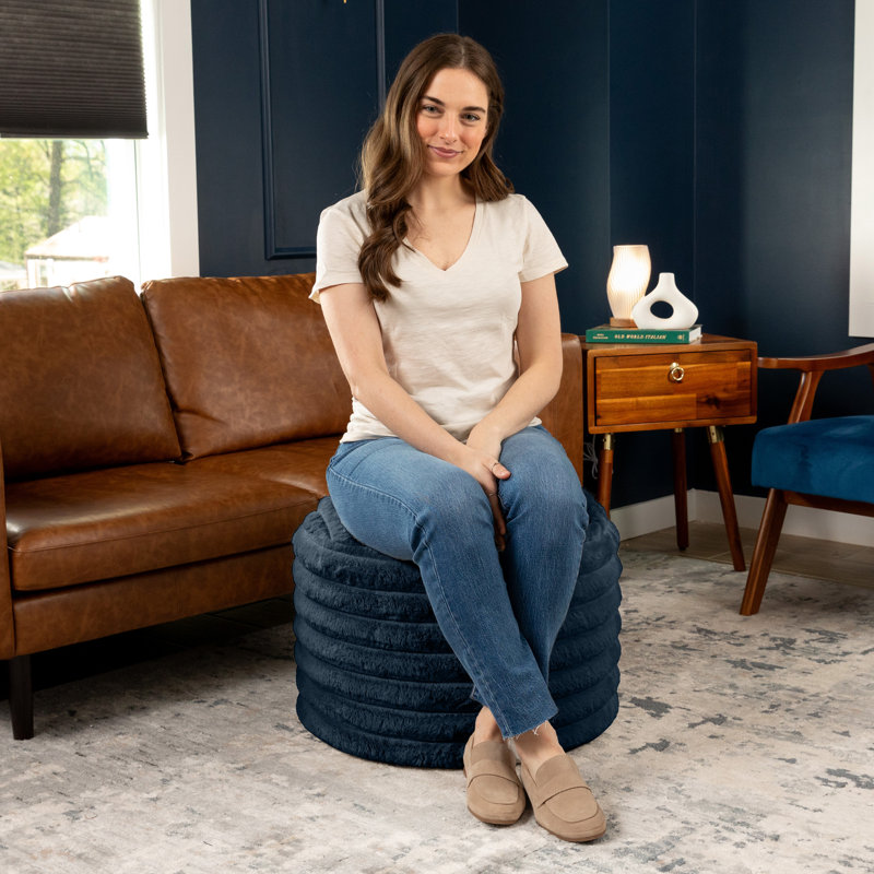 Repose-pieds Mercer41 Paran, Navy, H 16 po x l 22 po x L 22 po