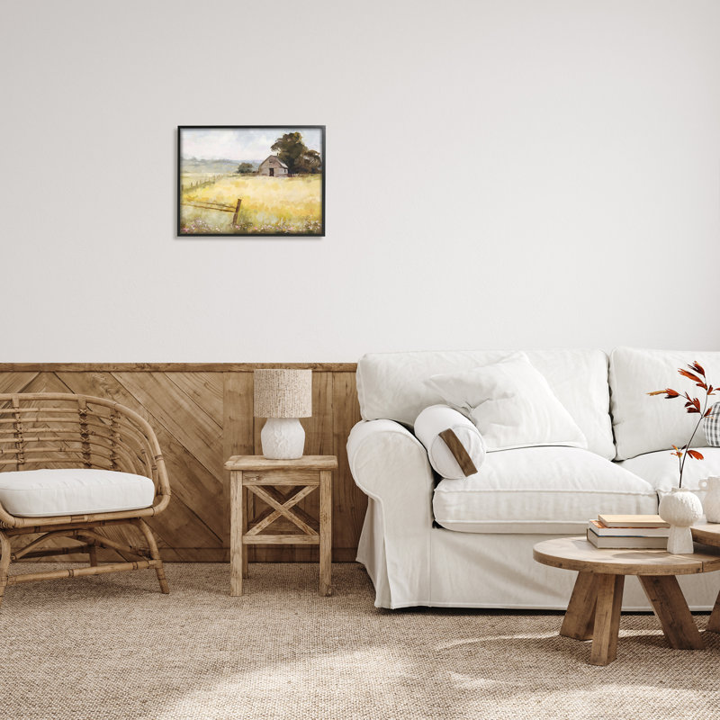 Distant Barn Country Fence Framed Giclee Art by Ziwei Li, Midnight Black Framed Giclee, 16" H x 20" W x 1.5" D