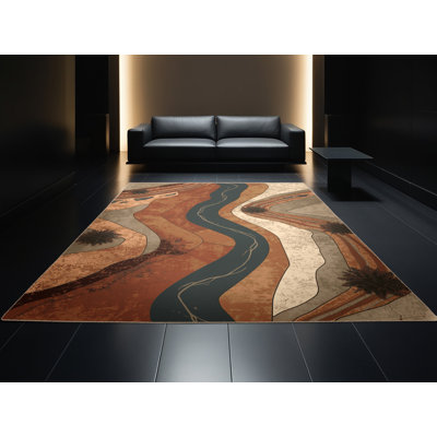 Tapis brun moelleux doux et moelleux au look rustique de style rustique himrod